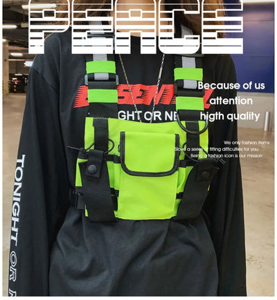 Multi-pocket Vest Bag for Men, Reflective Chest Bags, outdoor sport backpack сумка мужская bolso hombre bag for men mochilas 가방