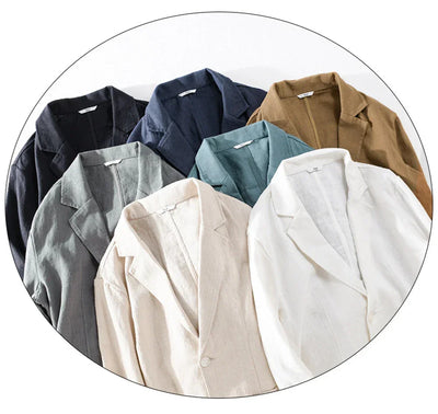 men's Blazers Linen and Cotton Casual men clothing fashion 2024 Spring Autumn Solid Tops for Young men loose Suit Coat