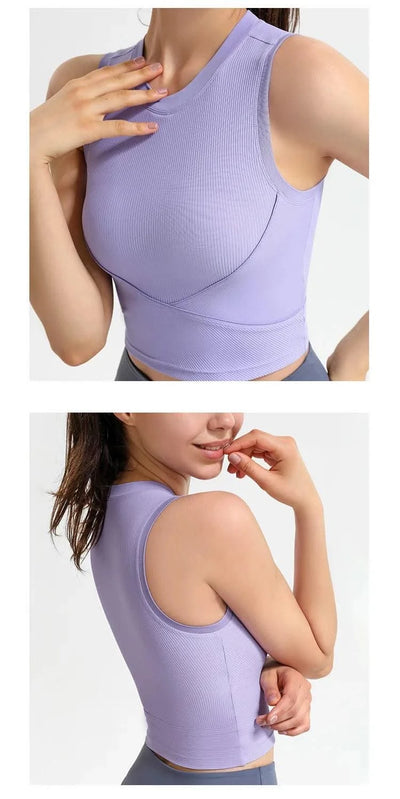 Women's Racerback Sports Bras with Padded - Summer Sleeveless Yoga Top Fitness Workout Running Shirt Breathable Quick Dry Vest