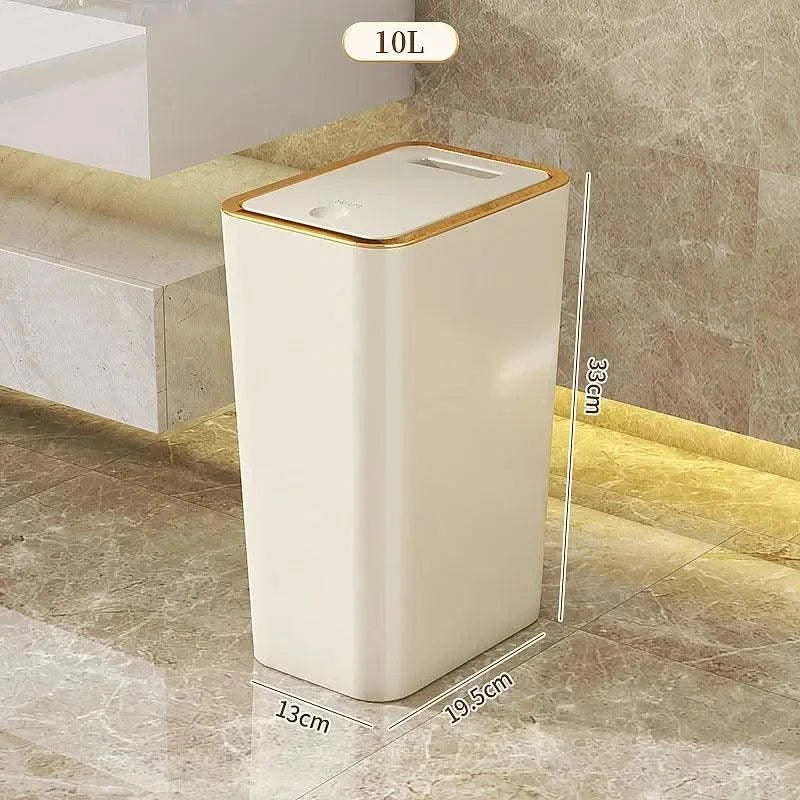 Trash Can with Lid Semi Automatic Large Capacity Garbage Bin Toilet Living Kitchen Bedroom Press Plastics Trash Bin Home Items