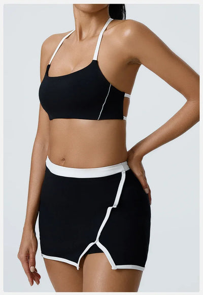 Women Yoga  Workout Set Bra and Shorts Two Piece Patchwork Open Sexy Back Elastic Fitness Sexy Yoga Outfit Sport  Women