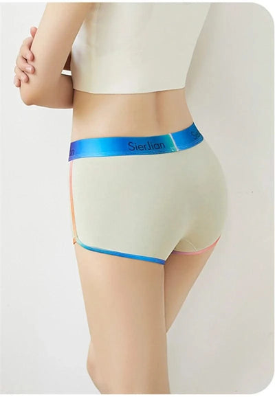 Women's Comfort Boxer Briefs Underwear Rainbow Waistband Panties Cotton Shorts Comfortable Underpants Sexy Intimates Lingerie