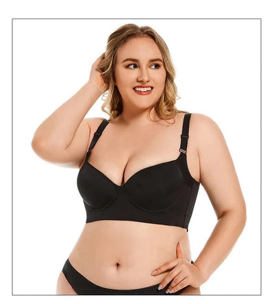 Women Full Coverage Push Up Bra Underwire Sculpting Uplift Shapewear Deep Cup T Shirt Bra Hide Back Fat Smoothing Brassiere