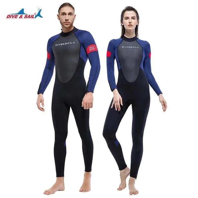 New 3mm Neoprene Wetsuit  One-Piece Suits Keep Long Sleeved Warm Surf Scuba Diving Suit Sunscreen  Beach Snorkeling Swimsuit