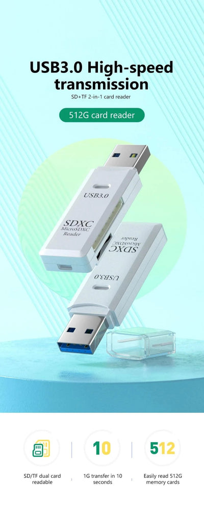 2 in 1 USB 3.0 Card Reader Micro TF sd card Reader usb adapter High Speed Cardreader TF Memory card For PC Laptop Accessories