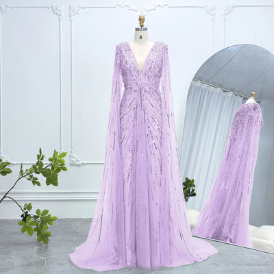 Alice CollectionPro Sage Green Luxurious Women's Evening Dresses 2025 with Cape Sleeves Champagne Long Wedding Dress Customized