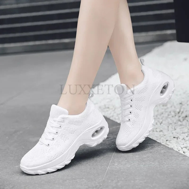 Woman Sneakers Fashion Casual Shoes Summer Air Cushion Mesh Female Shoes Comfortable Breathable Heightening Sneakers for Women