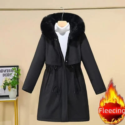 Women's Winter Hodded Fleece Padded Jacket Windbreaker Office Lady In Coats & Jackets Outerwear