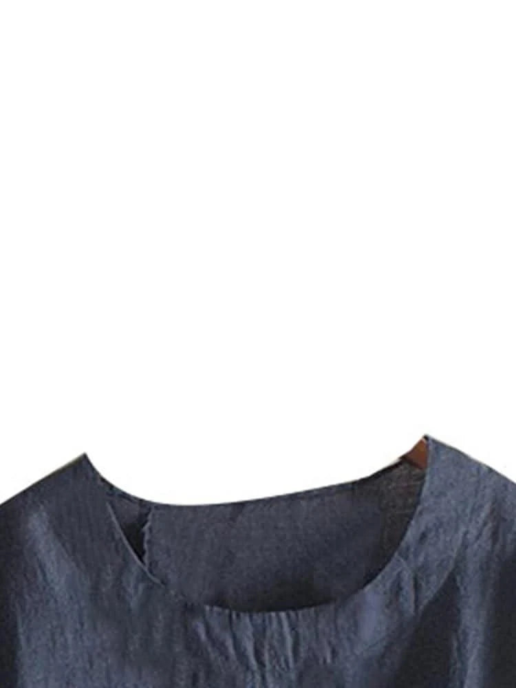 Linen Women's Tops Fashion Floral Printed Cotton Yarn Shirt Fashion Button Design Shirt Sleeve T Shirts
