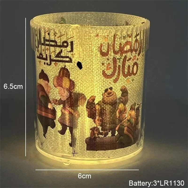 Muslim Ramadan Festival  Decorative Lamp Cartoon Pattern Acrylic LED Candle Night Light for Home Bedroom Atmosphere Decor