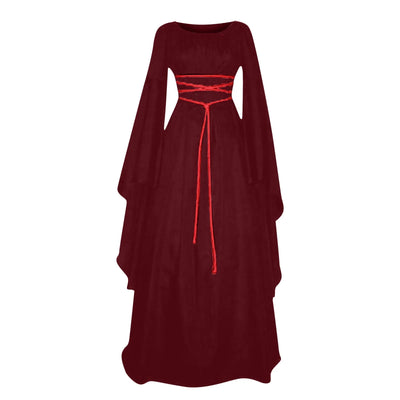 Women Dresses Vintage Medieval Cosplay Costume Ghost Witch Vampire Gothic Dress Halloween Christmas Masquerade Party Dress