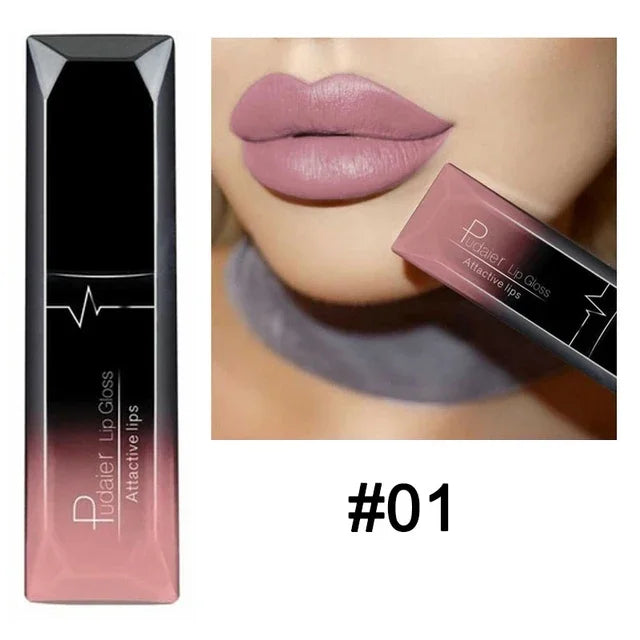 Waterproof Nude Matte Velvet Glossy Lip Gloss Lipstick Lip Balm Sexy Red Lip Tint 21 Colors Women Fashion Makeup Lipstick Tube