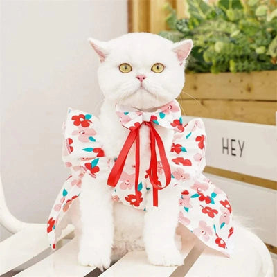 Pet Dog Clothes for Small Dogs Summer Dog Dress Fashion Print Puppy Princess Skirt Cute Flying Sleeve Cat Dress Pet Dog Costumes