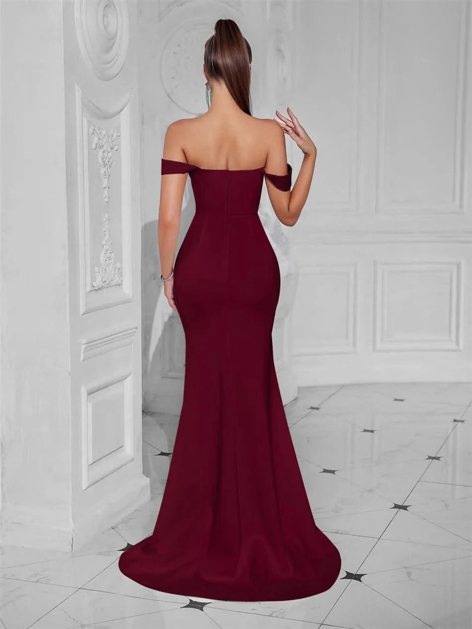 Cocktail Dress For Women Off Shoulder Sexy Floor Length Party Evening Night Outfit Club Formal Wedding Guest Maxi Gala Vestidos