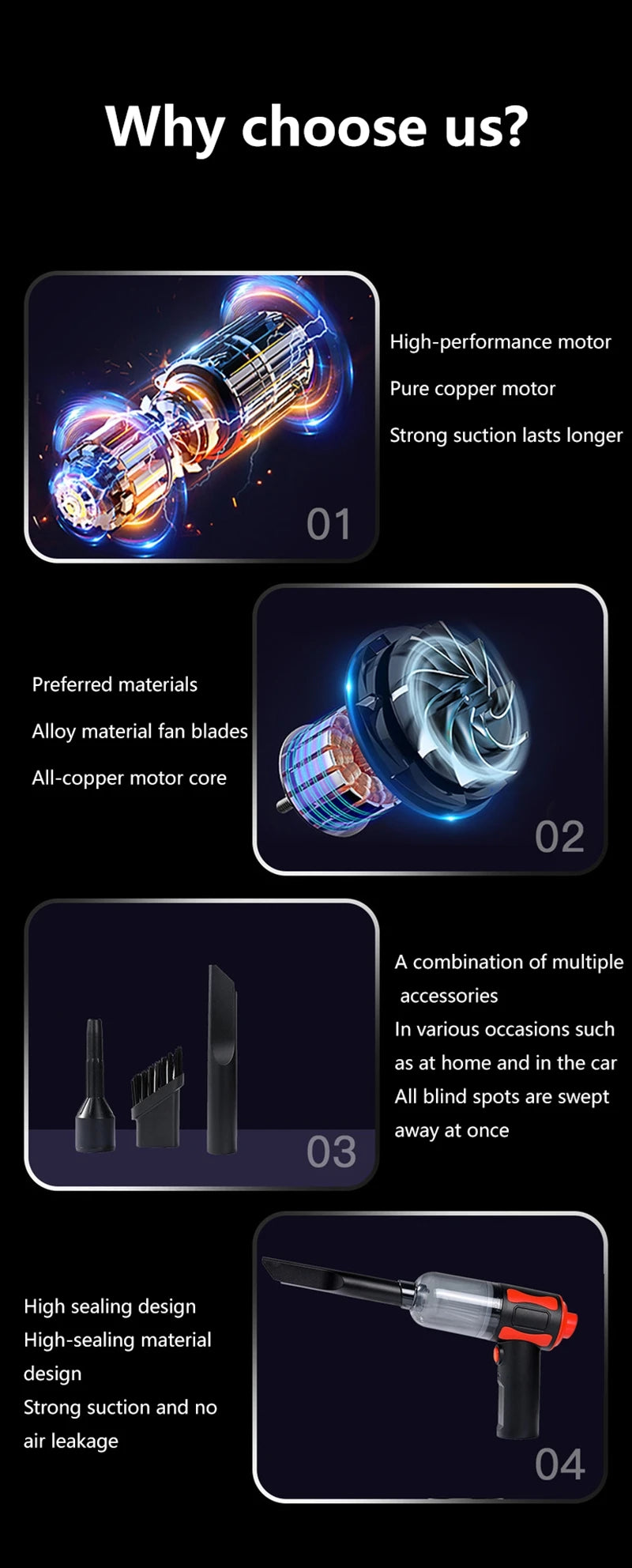 Portable Car Vacuum Cleaner  Wireless Handheld High Power Auto Vacuums Pet Home & Car Dual Use Vacuum Cleaners Low Noise USB NEW