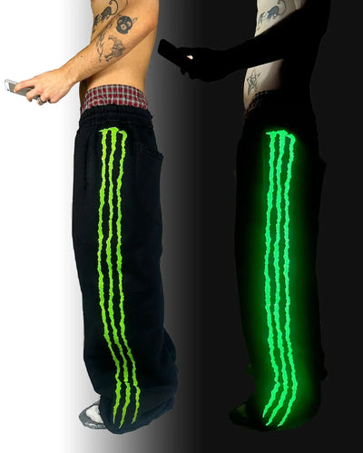 New fluorescent embroidered men sports pants street clothing hip-hop retro personality glow pants men and women joggers
