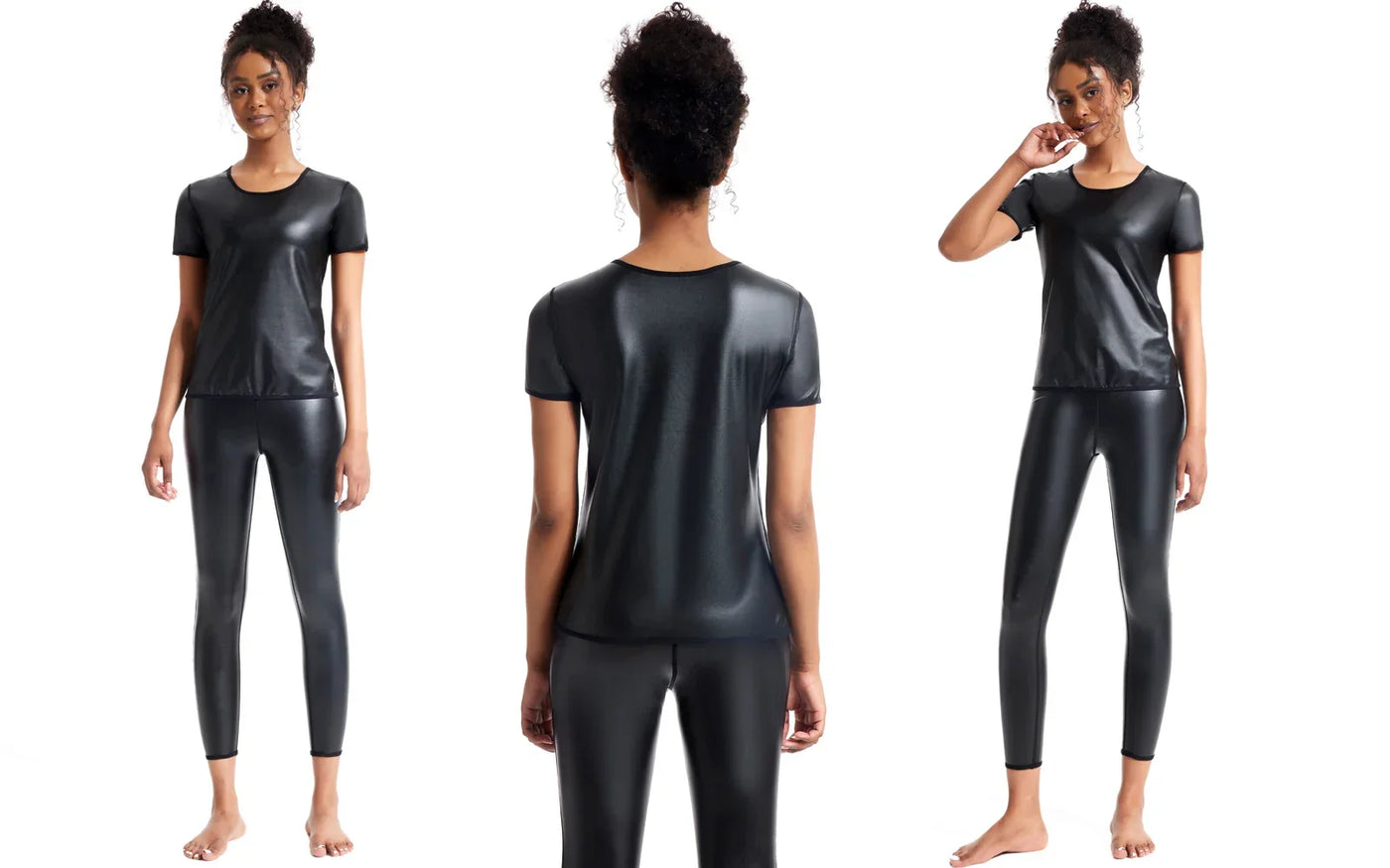 Women Stand collar Leather Long Sleeves Shirt Motorcycle Biker tops Body Shaper Waist Trainer Slim Tshirt Fashion Shapewear tops
