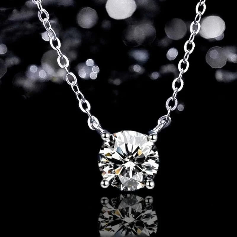 1CT  Moissanite Necklace for Women Color Sparkling Classic Lab Diamond Pendant Sterling Silver 925 GRA