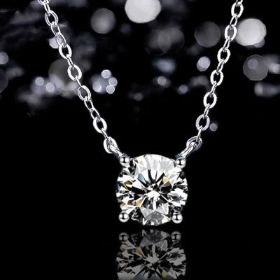 1CT  Moissanite Necklace for Women Color Sparkling Classic Lab Diamond Pendant Sterling Silver 925 GRA