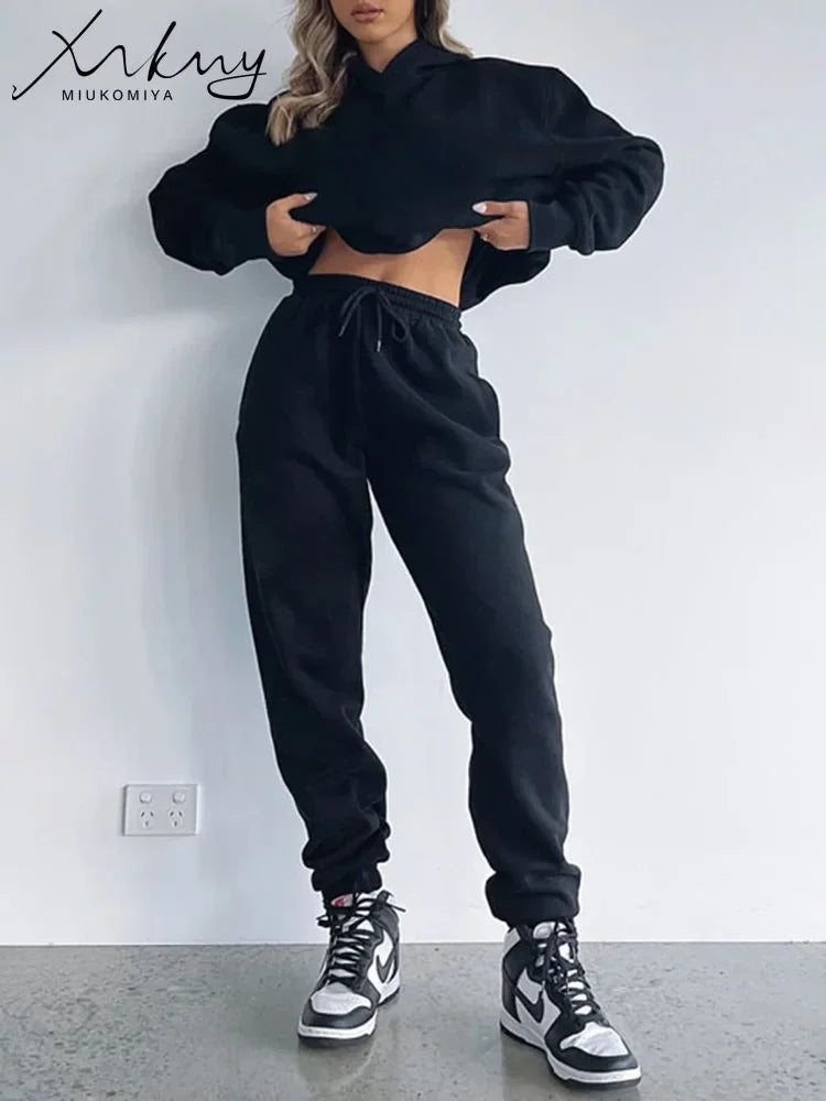 Cotton Sweatpants Sets For Women 2 Pieces Outfit Autumn Loose Hoodies And Pants Sets Sports Suits Women Tracksuits Set Ladies
