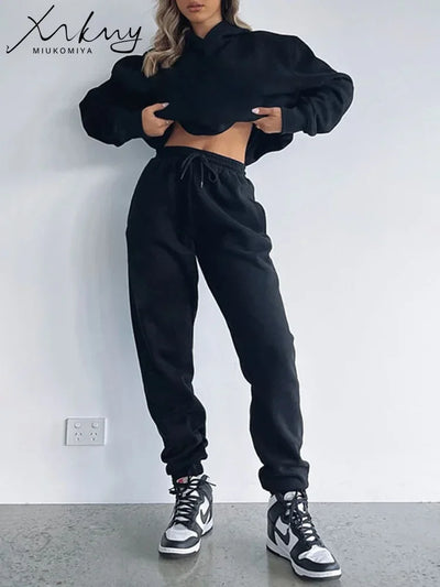 Cotton Sweatpants Sets For Women 2 Pieces Outfit Autumn Loose Hoodies And Pants Sets Sports Suits Women Tracksuits Set Ladies