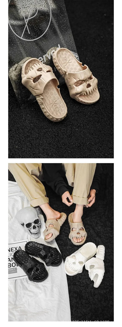 Platform Skull Slippers Demon Home Cloud Summer Beach Sandal Slides Y2k Flip Flops Men Male Soft House Shoes Flat Clapper Women