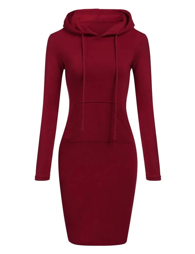 Ladies Autumn Attire Women's Hooded Dresses Hoodie - Style Sweatshirt Dresses for Women Tops in Ladies Clothing