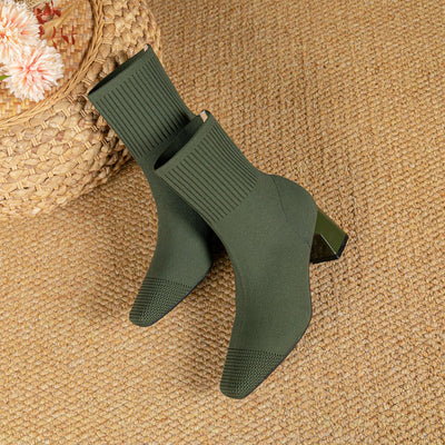 Women's Boots 2025 New Fashion Pointed Soft Knitted Casual Comfortable Shoes (heel height 4.5cm, )