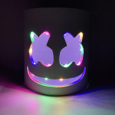 LED Marshmallow Mask Light Up Full Face DJ Helmet For Halloween Cosplay, Rave Music Festival Party Luminous Headgear