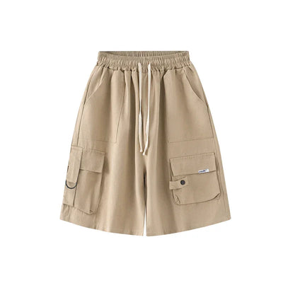 Women's Summer Cargo Shorts Elastic Waist Drawsting Comfy Cotton Loose Shorts