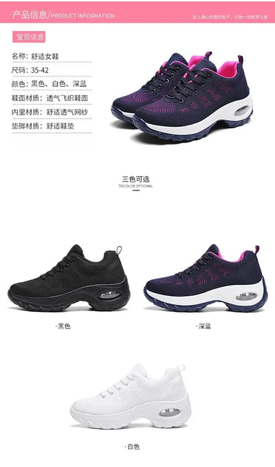 Woman Sneakers Fashion Casual Shoes Summer Air Cushion Mesh Female Shoes Comfortable Breathable Heightening Sneakers for Women