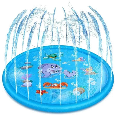 Baby Play Water Games Mat - 100cm Children Beach Pad, Outdoor Inflatable Spray Water Sprinkler