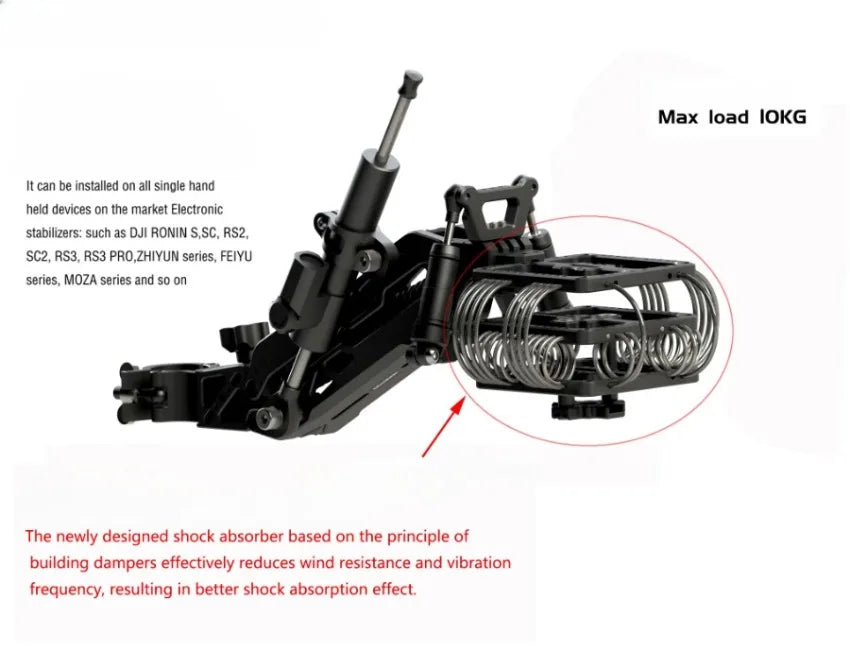 HONGTOO 10KG 2-Axis 3-Axis Shock Absorbing Arm Dampener Camera Stabilizer Video Vibration Damper for DJI RS2 RS3 PRO RS4 Gimbal