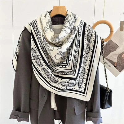 Large Square Wool Blanket Scarf Wraps Women Shawl 132x132CM