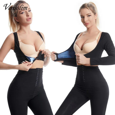 Upper Arm Shapers Compression Long Sleeves Women Arms Sauna Shapewear Shoulder Breast Support Push Up Fat Burner Sweat Corset