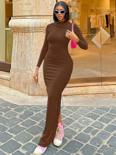 Hooded Long Dress For Women Y2k Clothes Sexy Streetwear Long Sleeve Bodycon Vestidos De Mujer Solid Robe Femme Été Back Split