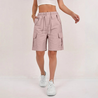 Women Summer Cargo Shorts Solid Casual Pockets Beach Short Pants Harajuku Chic Short Pants All Match Streetwear Bottoms 2025