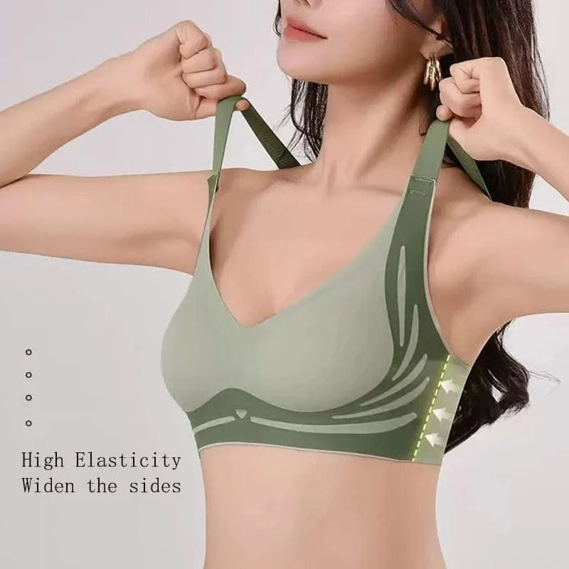 Plus Size Super Gather Push Up Bras Women Soft Support Seamless Underwear Female Full Cup Lift-Up Bras No Steel Sleepwear