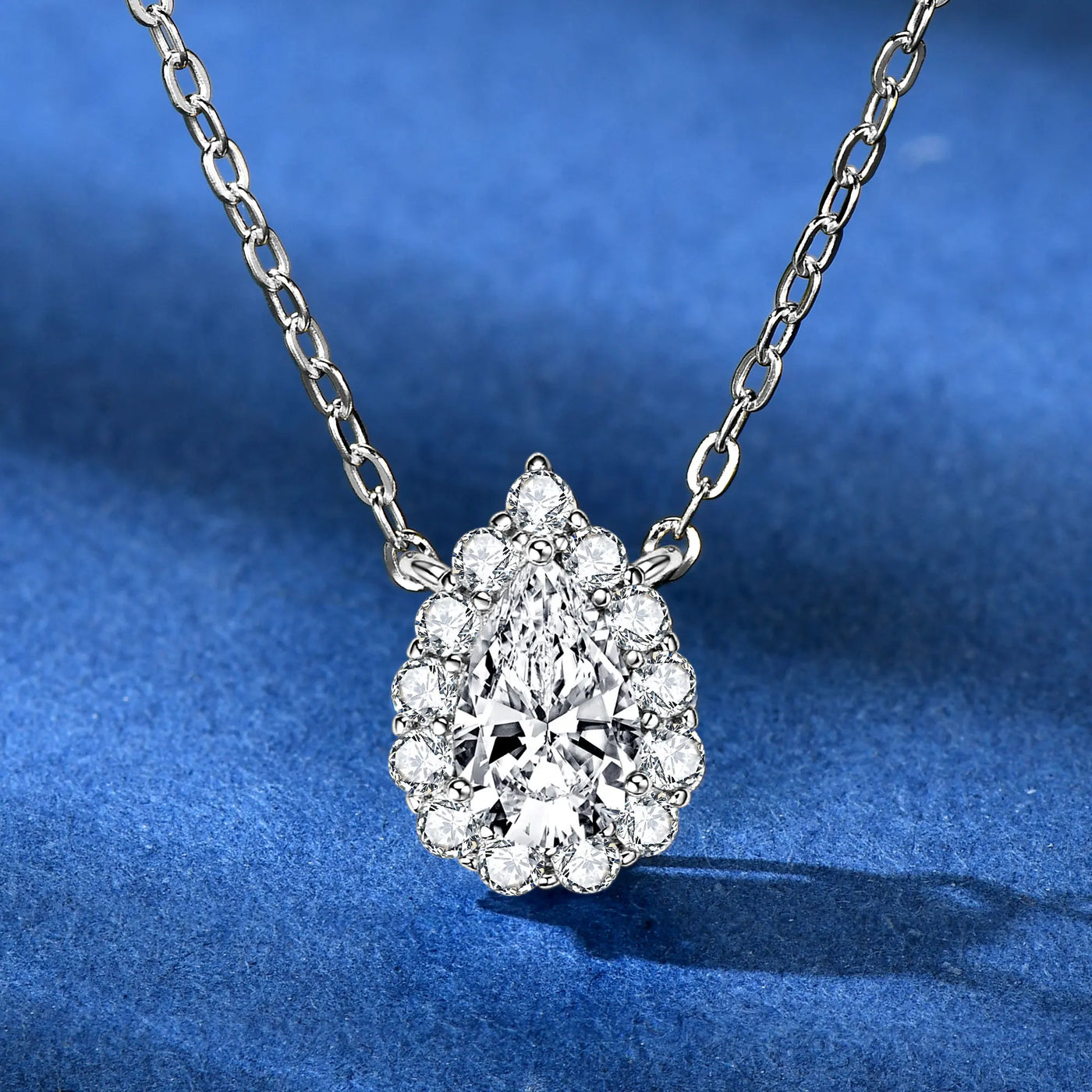 S925 Teardrop Necklace 1.0CT Pear Cut D Moissanite Pendant Necklaces for Women 925 Silver Adjustable Chain GRA Certified Jewelry