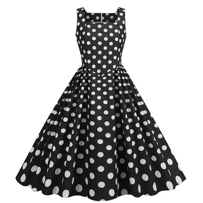New Summer Party Dress Women 2024 Bohemian Point Dot Printed Dress Elegant Sexy Sleeveless Pleated Casual Beach Vestidos