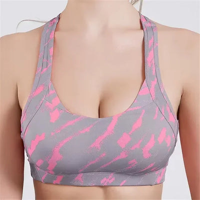 Women Breathable Sports Bras Absorb Sweat Shockproof Padded Gym Running Fitness Yoga Bra Underwear Filled Push Up Brassiere