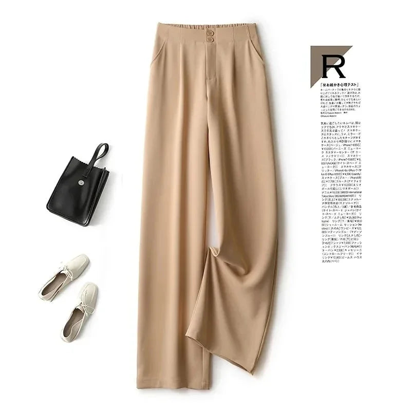 Suit Wide Leg Pants for Women in Summer with A High Waistline  2023 New Loose and Slim Straight Tube Casual Chiffon Pants