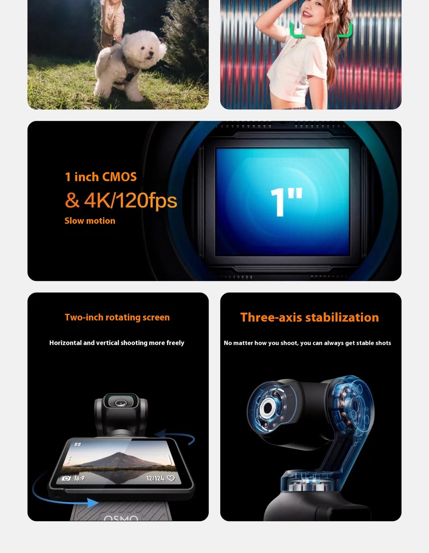 DJI Osmo Pocket 3 Handheld PTZ Smart Travel with An Inch Pocket PTZ Camera Handheld Vlog Camera Outdoorl Gifts