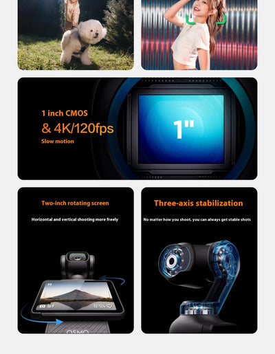 DJI Osmo Pocket 3 Handheld PTZ Smart Travel with An Inch Pocket PTZ Camera Handheld Vlog Camera Outdoorl Gifts