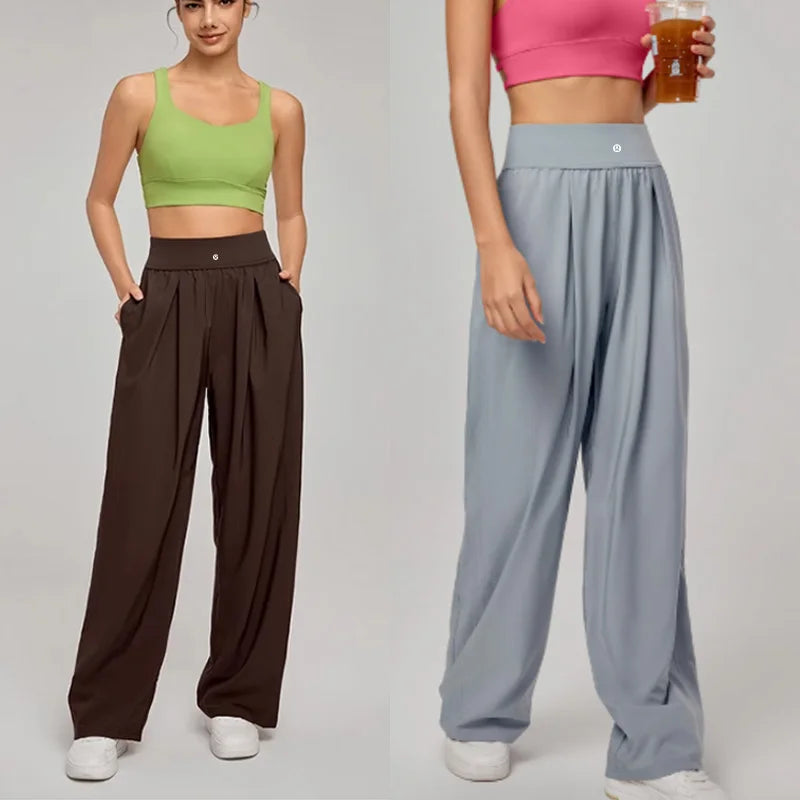 Women's High Waisted Hip Lifting Yoga Wide Leg Pants Athletic Casual Fitness Pants