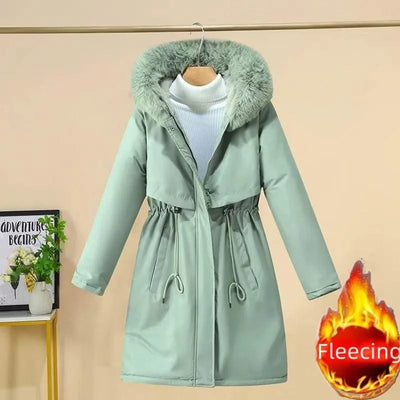 Women's Winter Hodded Fleece Padded Jacket Windbreaker Office Lady In Coats & Jackets Outerwear
