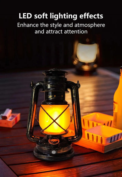 Retro Portable LED Night Light 3 Lighting Modes Horse Lantern Lamp Rechargeable Hanging Camping Lights for Travel Desktop Decor