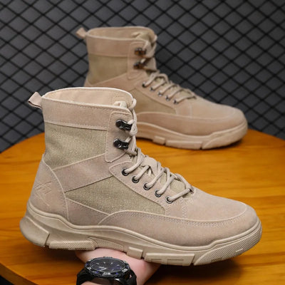 Outdoor Training Men's Tactical Boots High-Top Desert Shoes Camouflage Climbing Hiking Shoes for Men Canvas Platform Ankle Boots