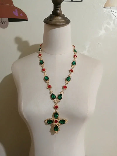 Luxury Crystal Statement Choker  Cross  Necklaces for Women Accossery Party Jewelry