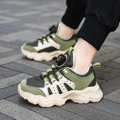 Children's Sports Shoes New Fashion Boys' Casual Sneakers Soft Soled Boys' and Girls' Rotating Buckle Anti Slip Running Shoes